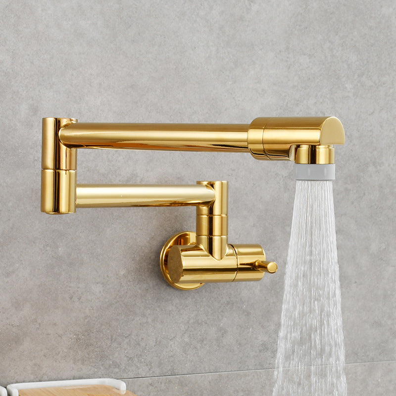 Modern Single-Handle Wall-Mounted Pot Filler Faucet Low-Profile 1-Hole with Pull-Out Spout