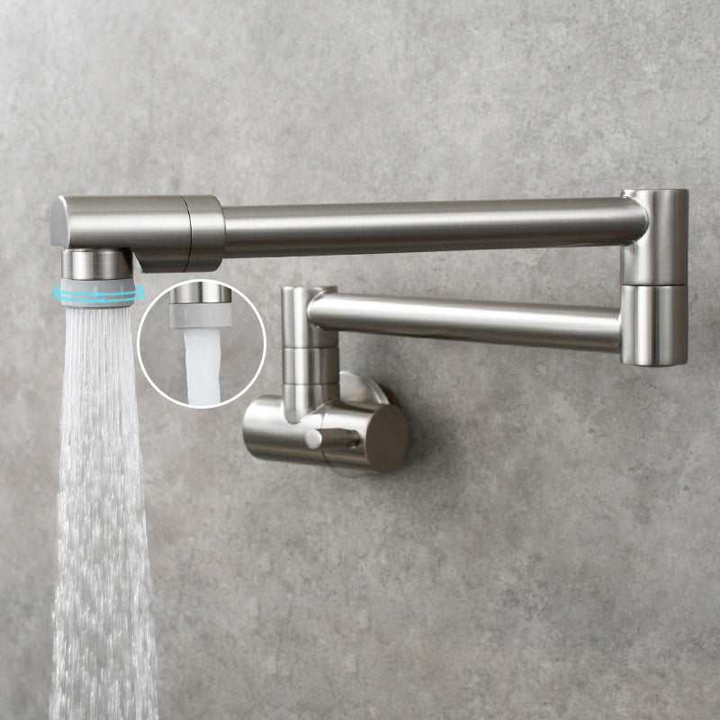 Modern Single-Handle Wall-Mounted Pot Filler Faucet Low-Profile 1-Hole with Pull-Out Spout