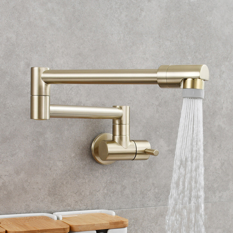 Modern Single-Handle Wall-Mounted Pot Filler Faucet Low-Profile 1-Hole with Pull-Out Spout
