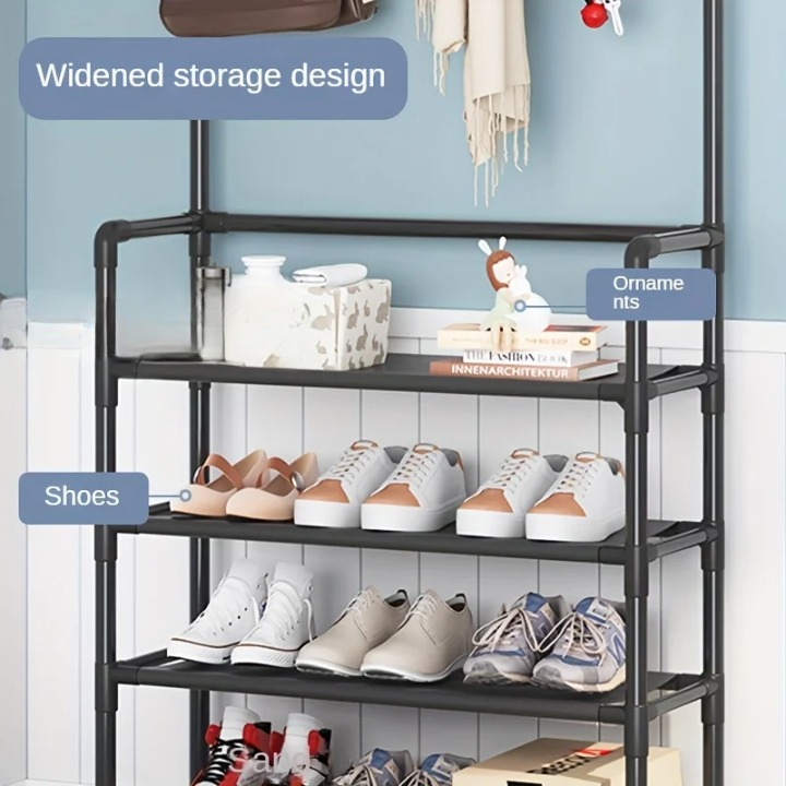 Multi-Tier Entryway Organizer Coat Rack with Shoe Storage Shelf