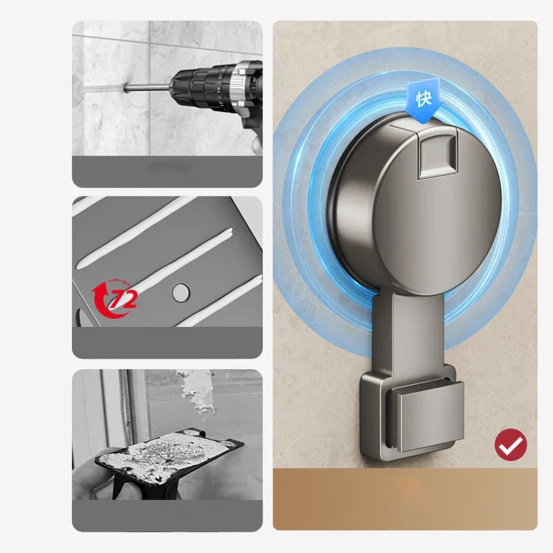 No-Drill Suction-Powered Corner Bathroom Organizer