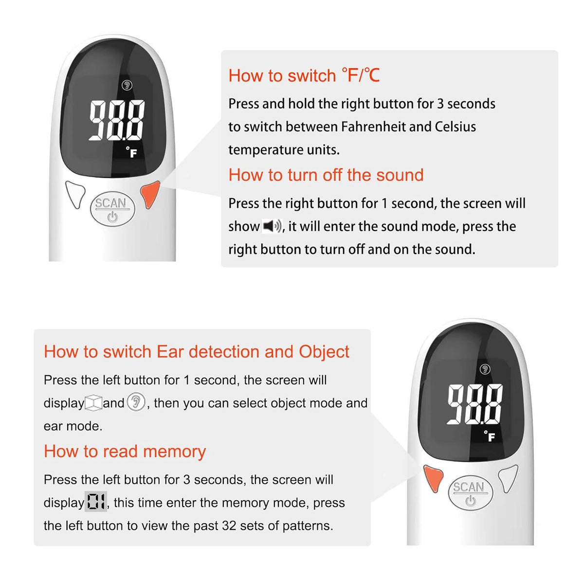 Non-Contact Infrared Pet Thermometer with LED Display