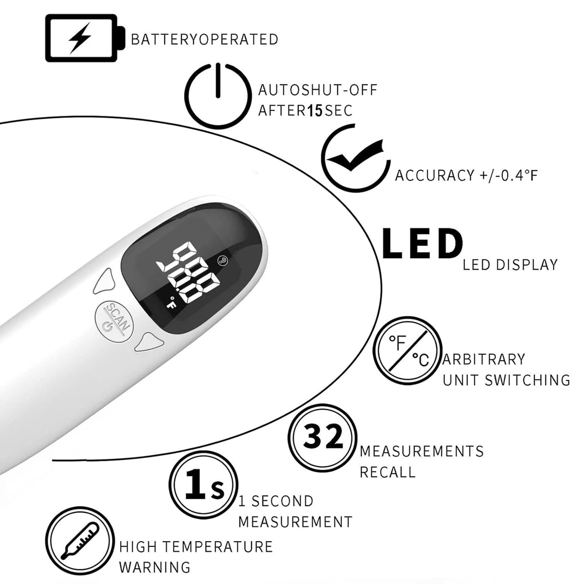 Non-Contact Infrared Pet Thermometer with LED Display