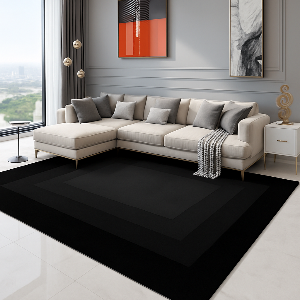 Nordic Ombre Black Polyester Rug