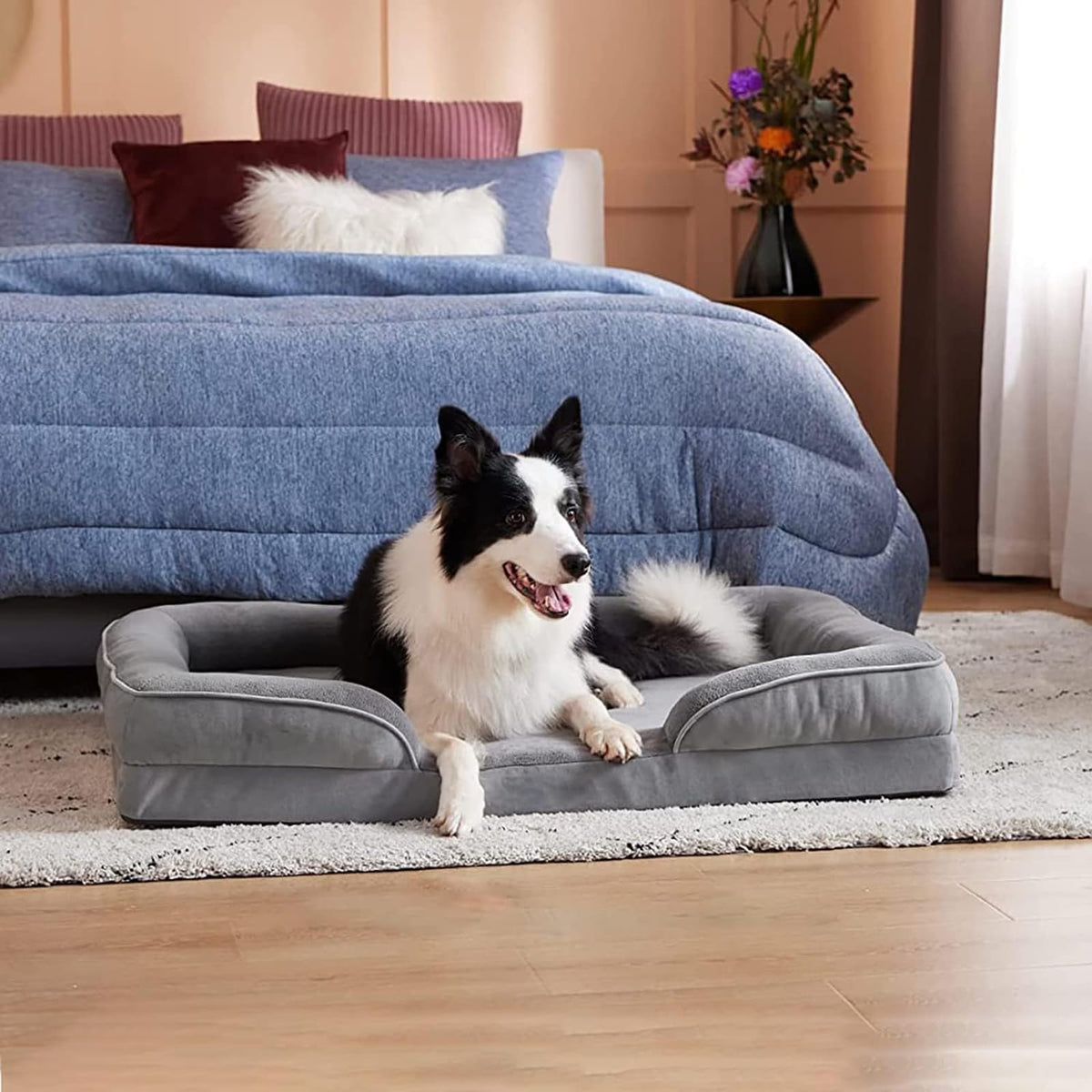 Orthopedic Dog Bed with Memory Foam and Plush Cover