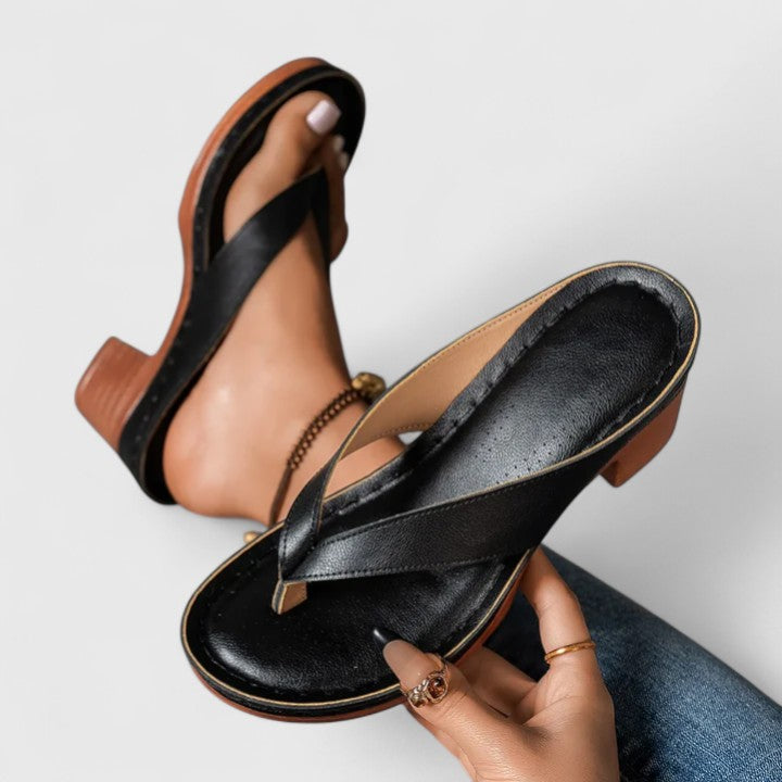 Orthopedic Heeled Thong Sandals with Ergonomic Footbed and Non-Slip Sole – Black 5 cm for All-Day Wear