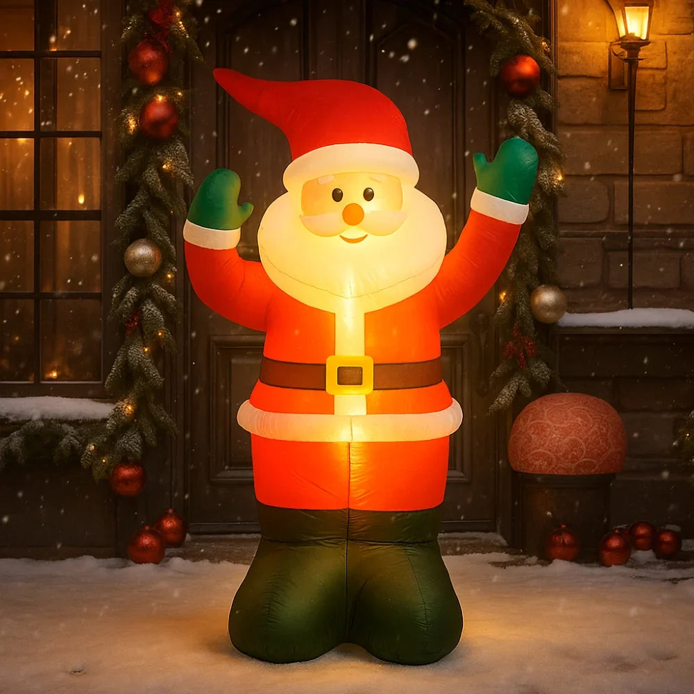 Outdoor LED Christmas Inflatable Santa or Snowman Figures Made of Polyester