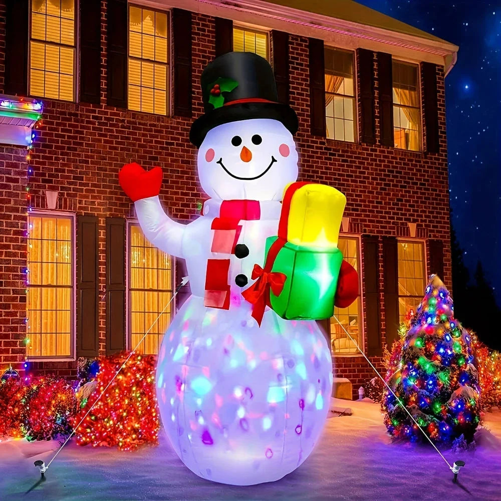 Outdoor LED Christmas Inflatable Santa or Snowman Figures Made of Polyester
