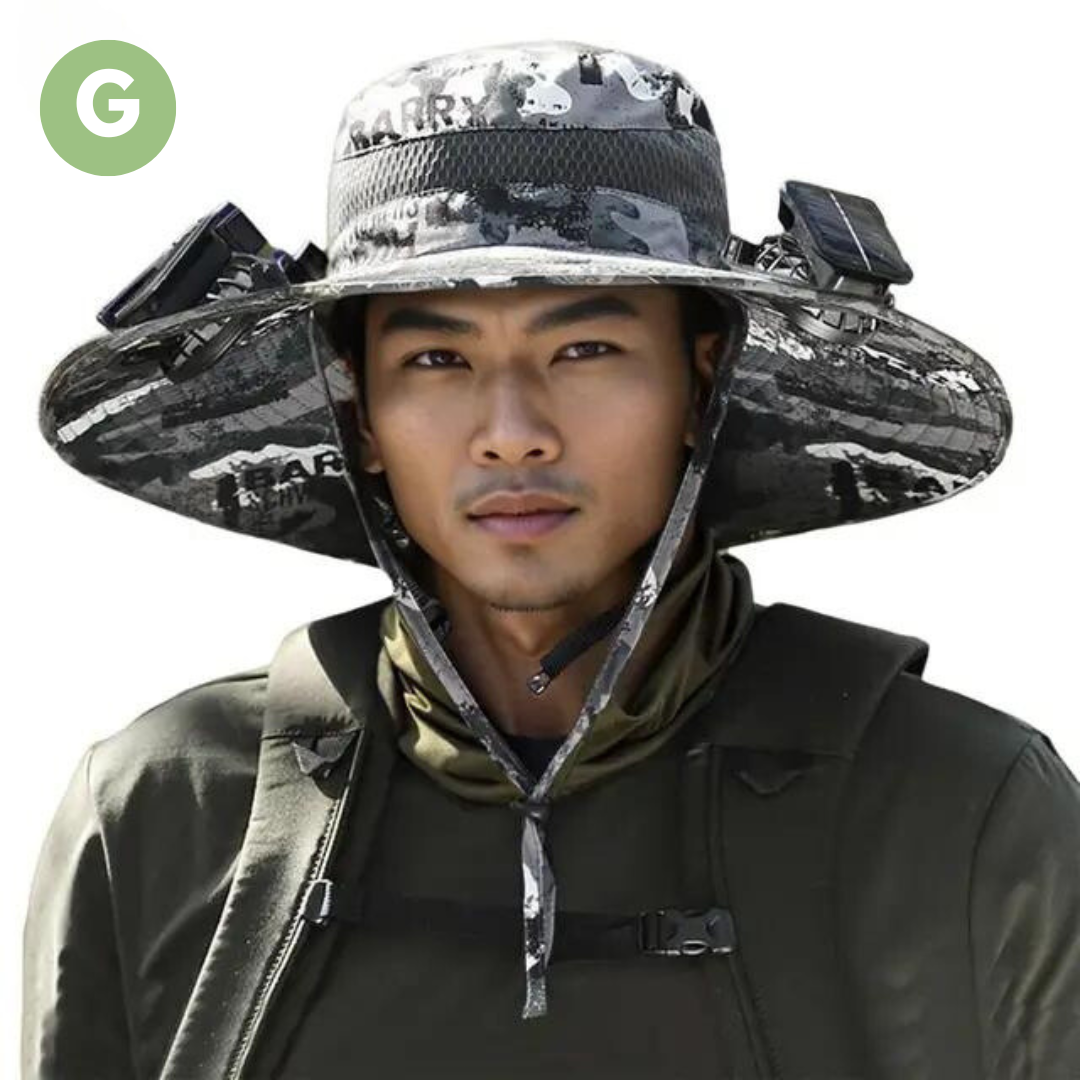 Outdoor Sun Hat with Built-in Fan