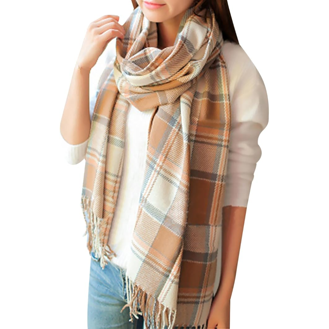 Oversized Plaid Winter Scarf