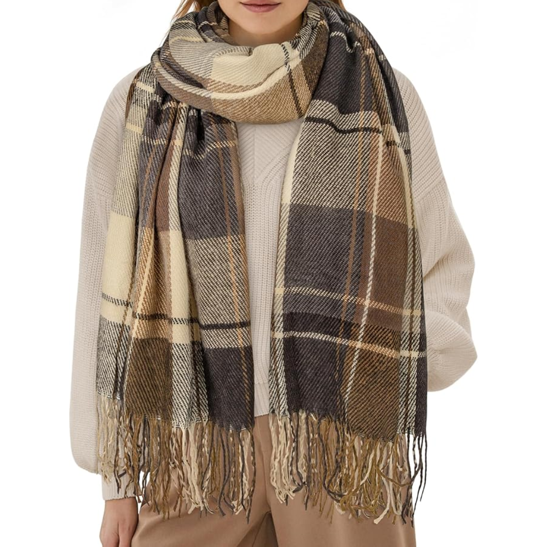 Oversized Plaid Winter Scarf