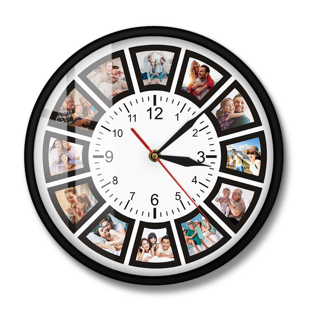 Photo Collage Wall Clock – Customizable and Stylish Design – Ideal for Preserving Your Most Beautiful Memories