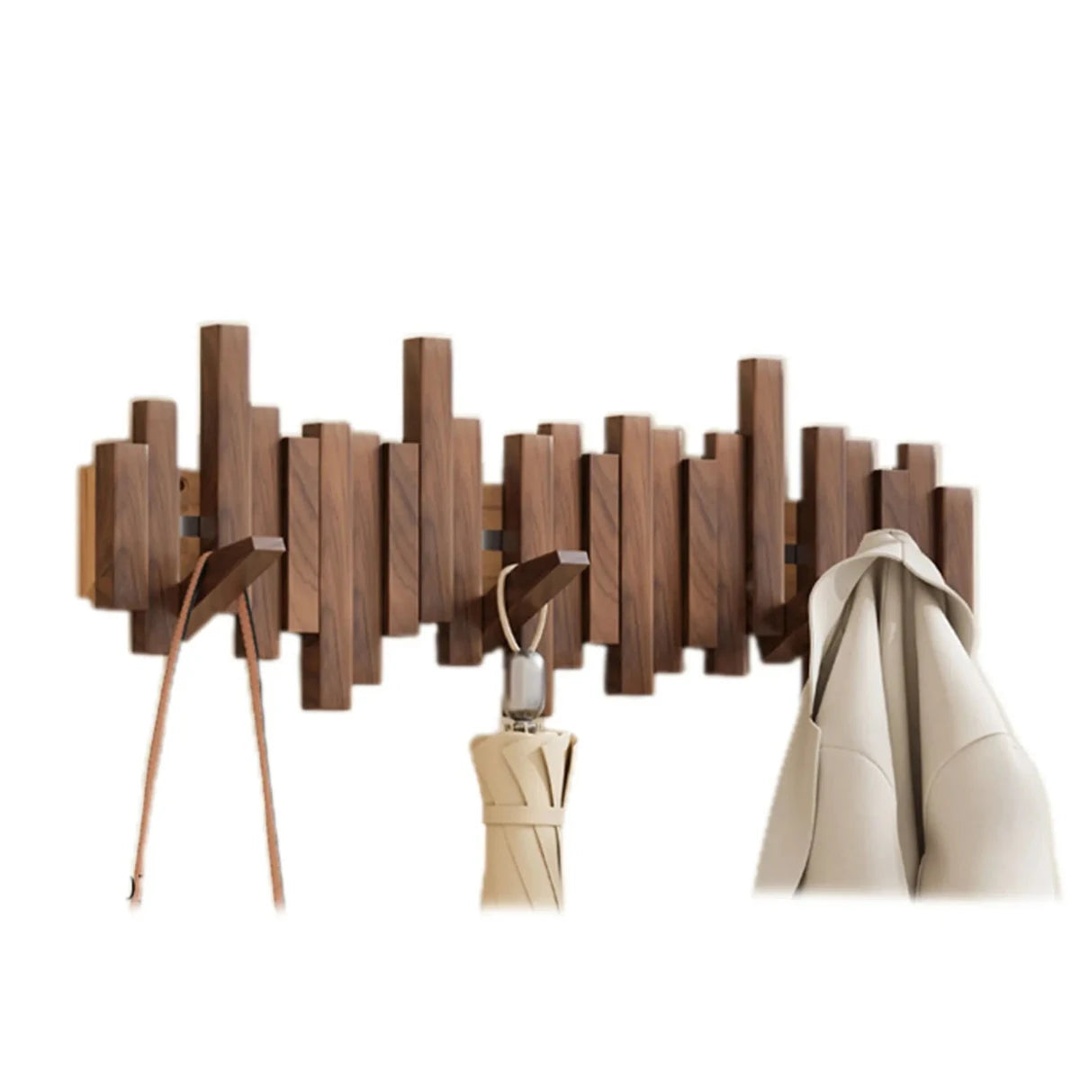 Piano Style Coat Rack - Walnut/Beech - Elegant Design