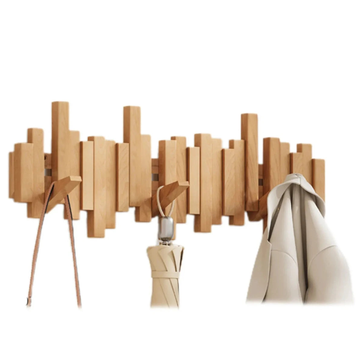 Piano Style Coat Rack - Walnut/Beech - Elegant Design