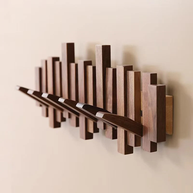 Piano Style Coat Rack - Walnut/Beech - Elegant Design