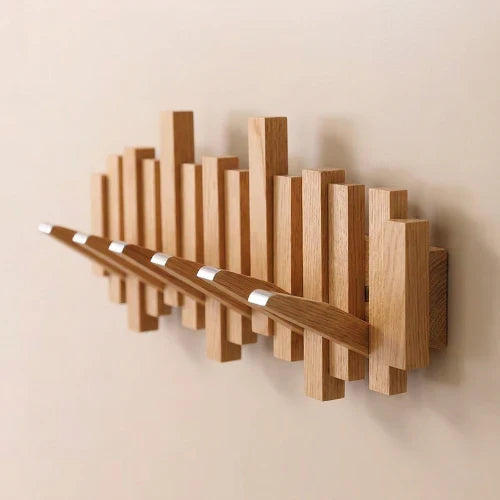 Piano Style Coat Rack - Walnut/Beech - Elegant Design