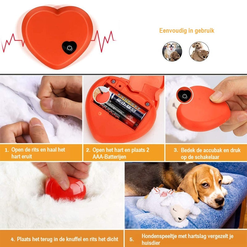Plush Calming Dog Toy with Heartbeat Simulation