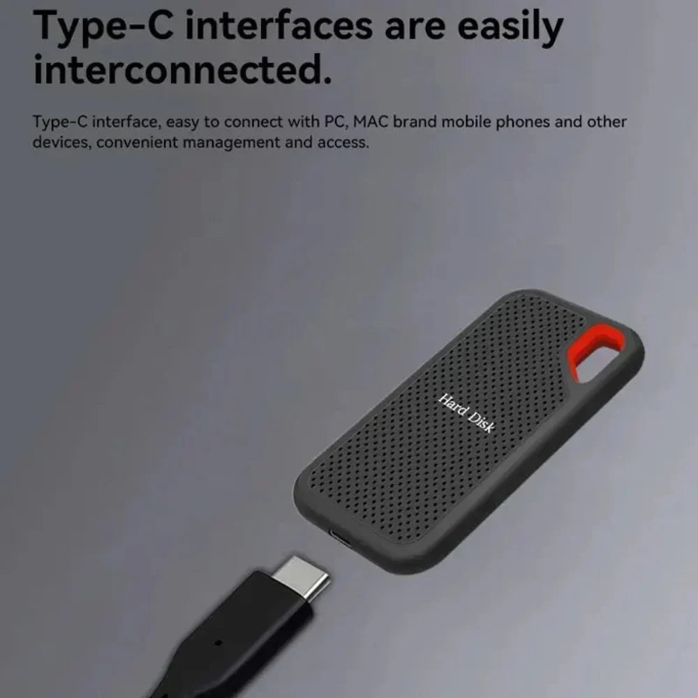 Portable External SSD Drive with High-Speed Data Transfer and Shockproof Storage