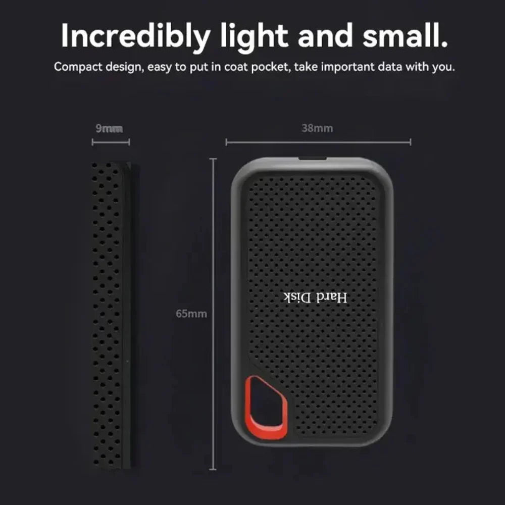 Portable External SSD Drive with High-Speed Data Transfer and Shockproof Storage