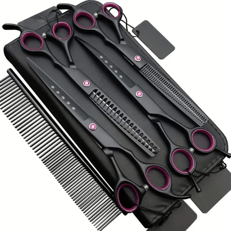 Professional 4-Piece Pet Grooming Scissors Set for Dogs and Cats