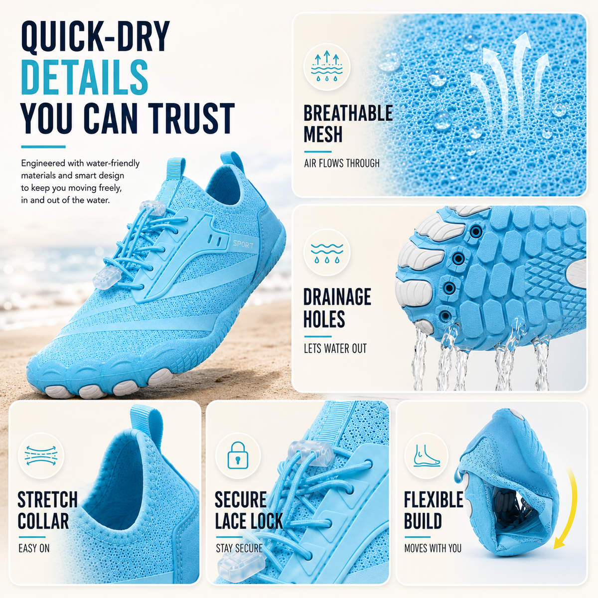 Quick-Dry Non-Slip Barefoot Water and Beach Shoes