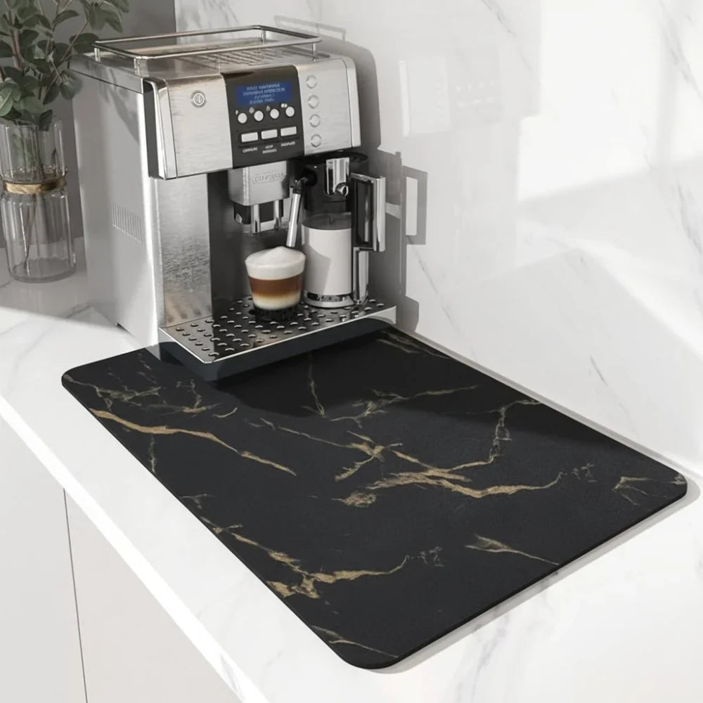 Quick-Drying Diatomite Coffee Mat, Modern Design, Dark Blue
