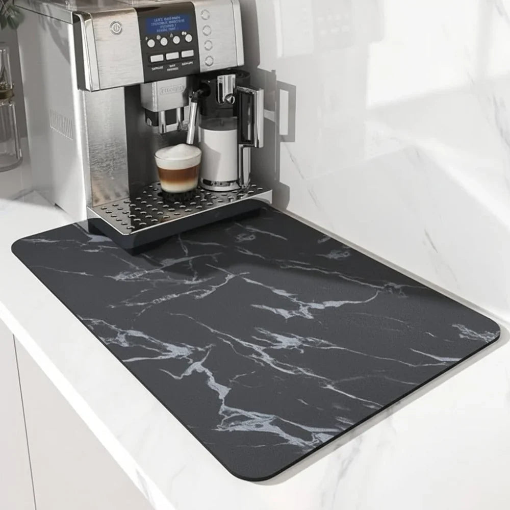 Quick-Drying Diatomite Coffee Mat, Modern Design, Dark Blue