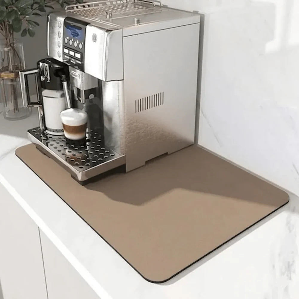 Quick-Drying Diatomite Coffee Mat, Modern Design, Dark Blue