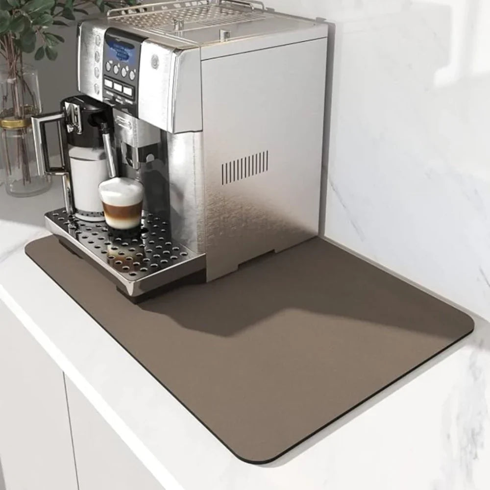 Quick-Drying Diatomite Coffee Mat, Modern Design, Dark Blue