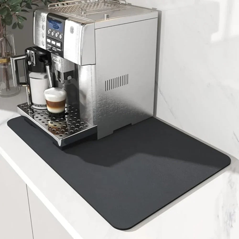 Quick-Drying Diatomite Coffee Mat, Modern Design, Dark Blue