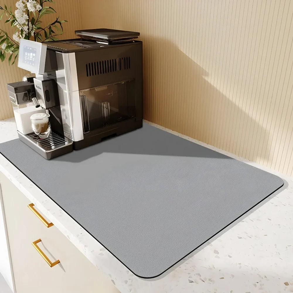 Quick-Drying Diatomite Coffee Mat, Modern Design, Dark Blue