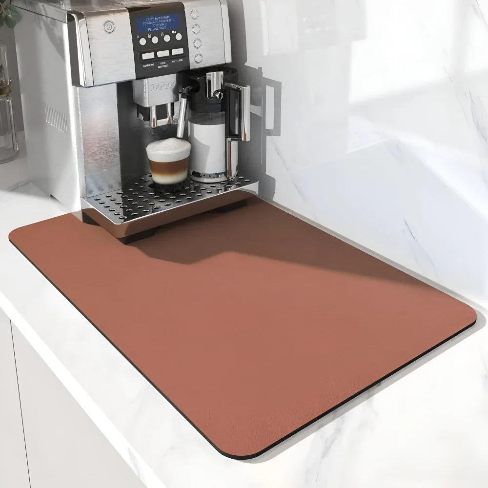 Quick-Drying Diatomite Coffee Mat, Modern Design, Dark Blue