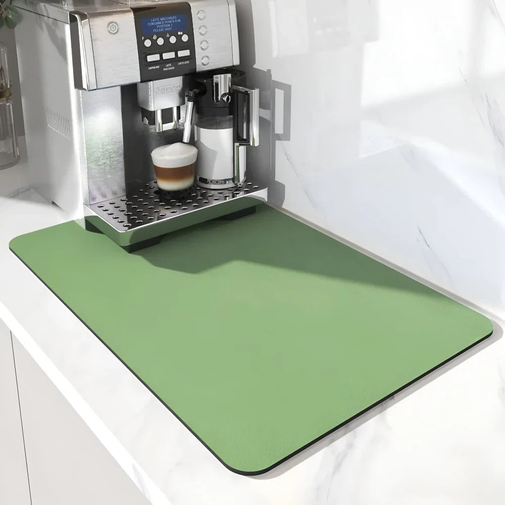 Quick-Drying Diatomite Coffee Mat, Modern Design, Dark Blue