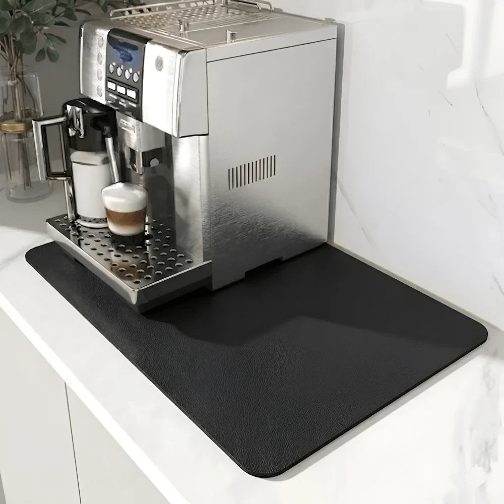 Quick-Drying Diatomite Coffee Mat, Modern Design, Dark Blue