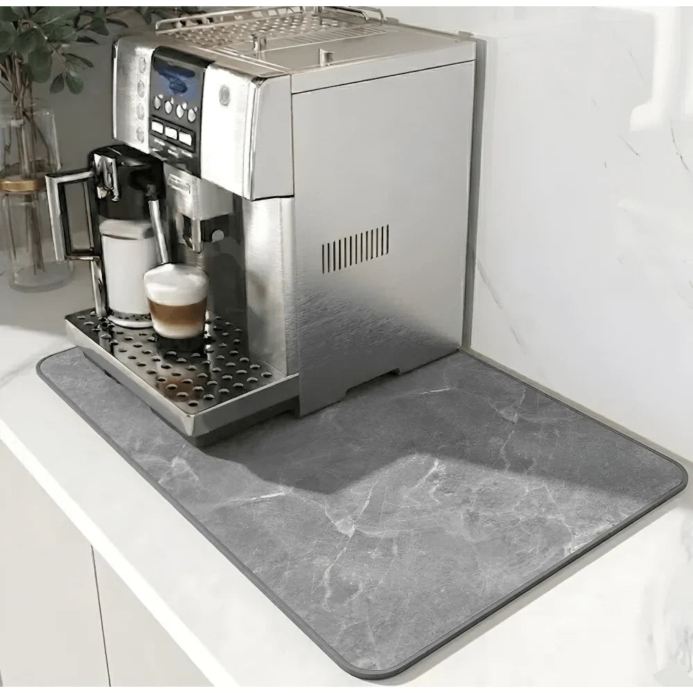 Quick-Drying Diatomite Coffee Mat, Modern Design, Dark Blue