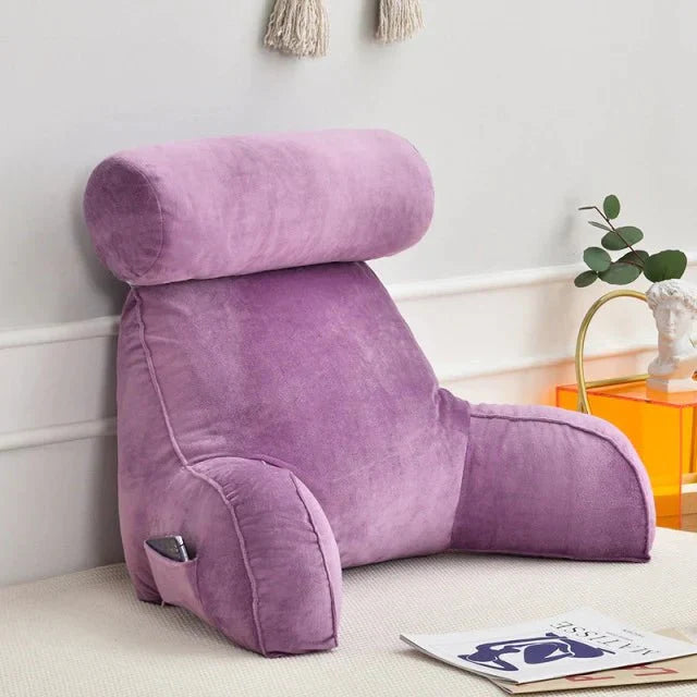 Reading Bed Pillow with Arms - Plush Velour Support