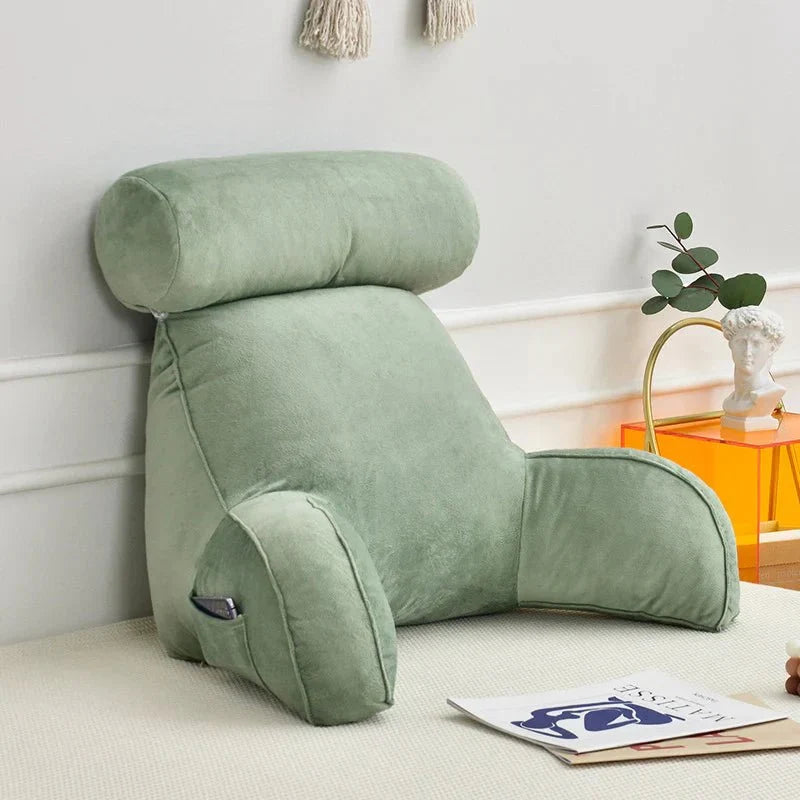 Reading Bed Pillow with Arms - Plush Velour Support