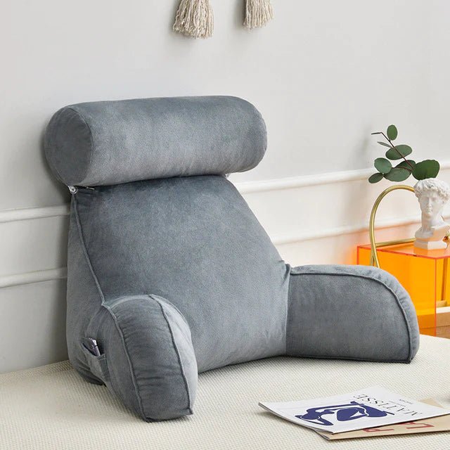 Reading Bed Pillow with Arms - Plush Velour Support