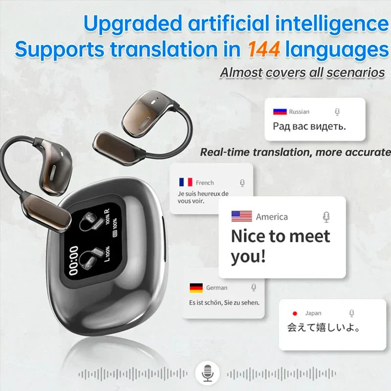 Real-Time Translation Earbuds with LCD Touchscreen