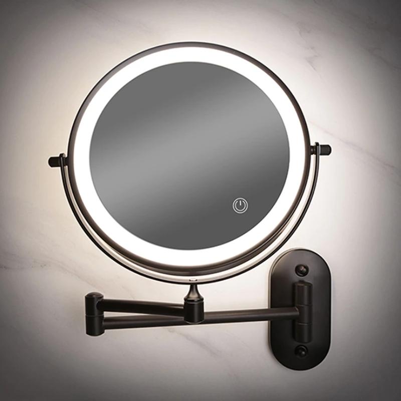 Rechargeable LED Magnifying Makeup and Bathroom Vanity Mirror - Black