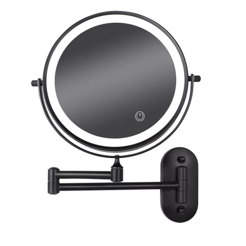 Rechargeable LED Magnifying Makeup and Bathroom Vanity Mirror - Black