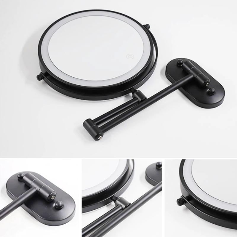 Rechargeable LED Magnifying Makeup and Bathroom Vanity Mirror - Black