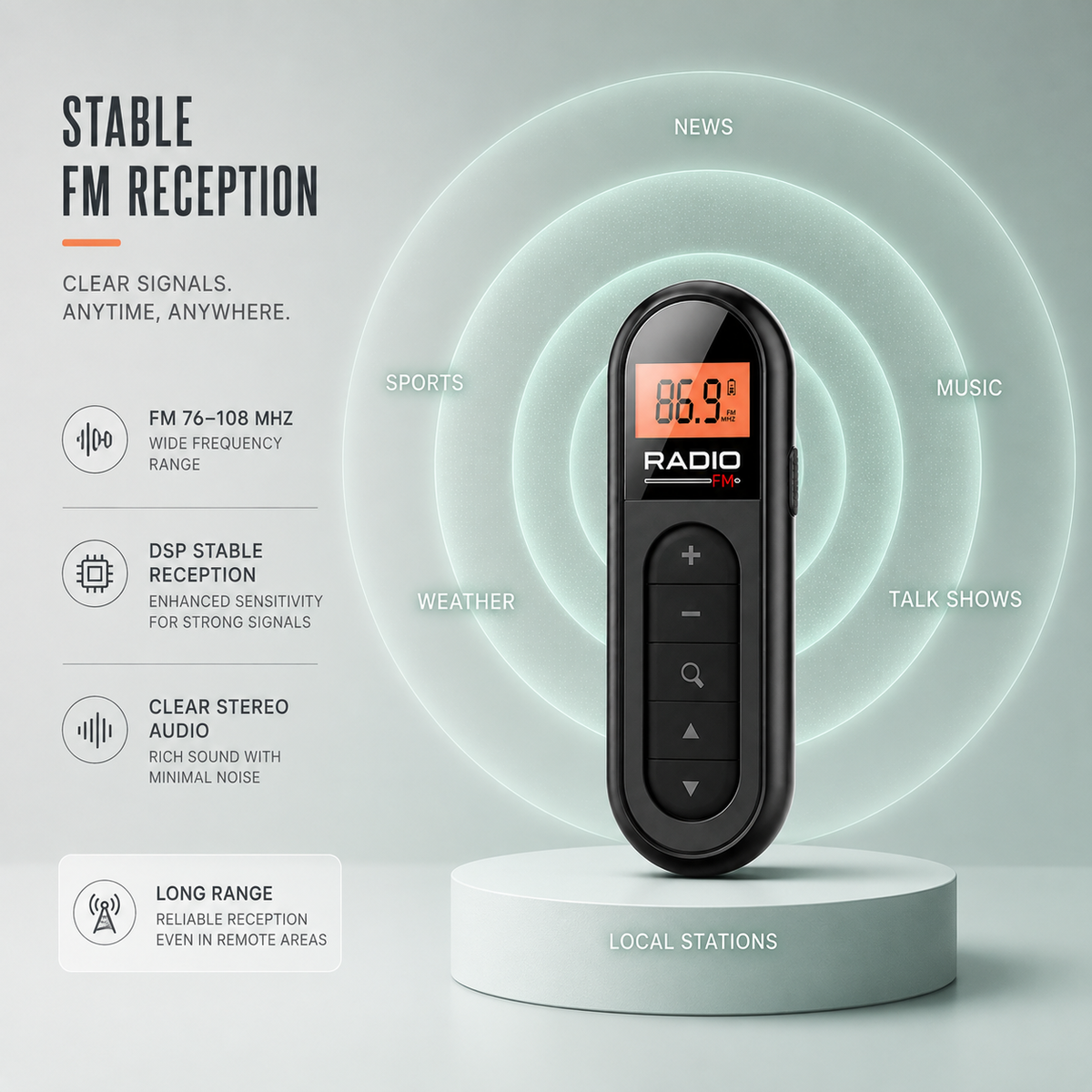 Rechargeable Pocket FM Radio