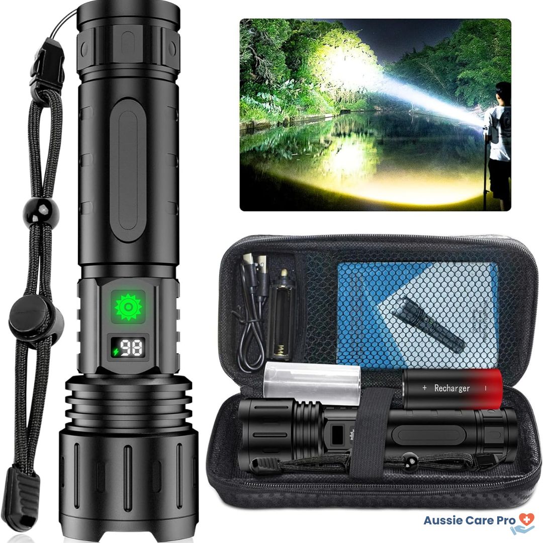 Rechargeable Tactical LED Flashlight – 100,000 Lumens