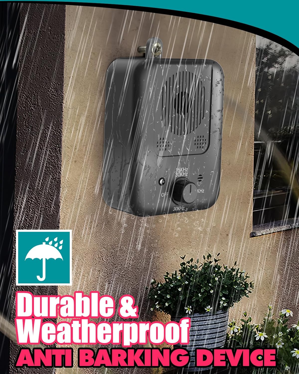 Rechargeable Ultrasonic Dog Bark Deterrent with 15m Range