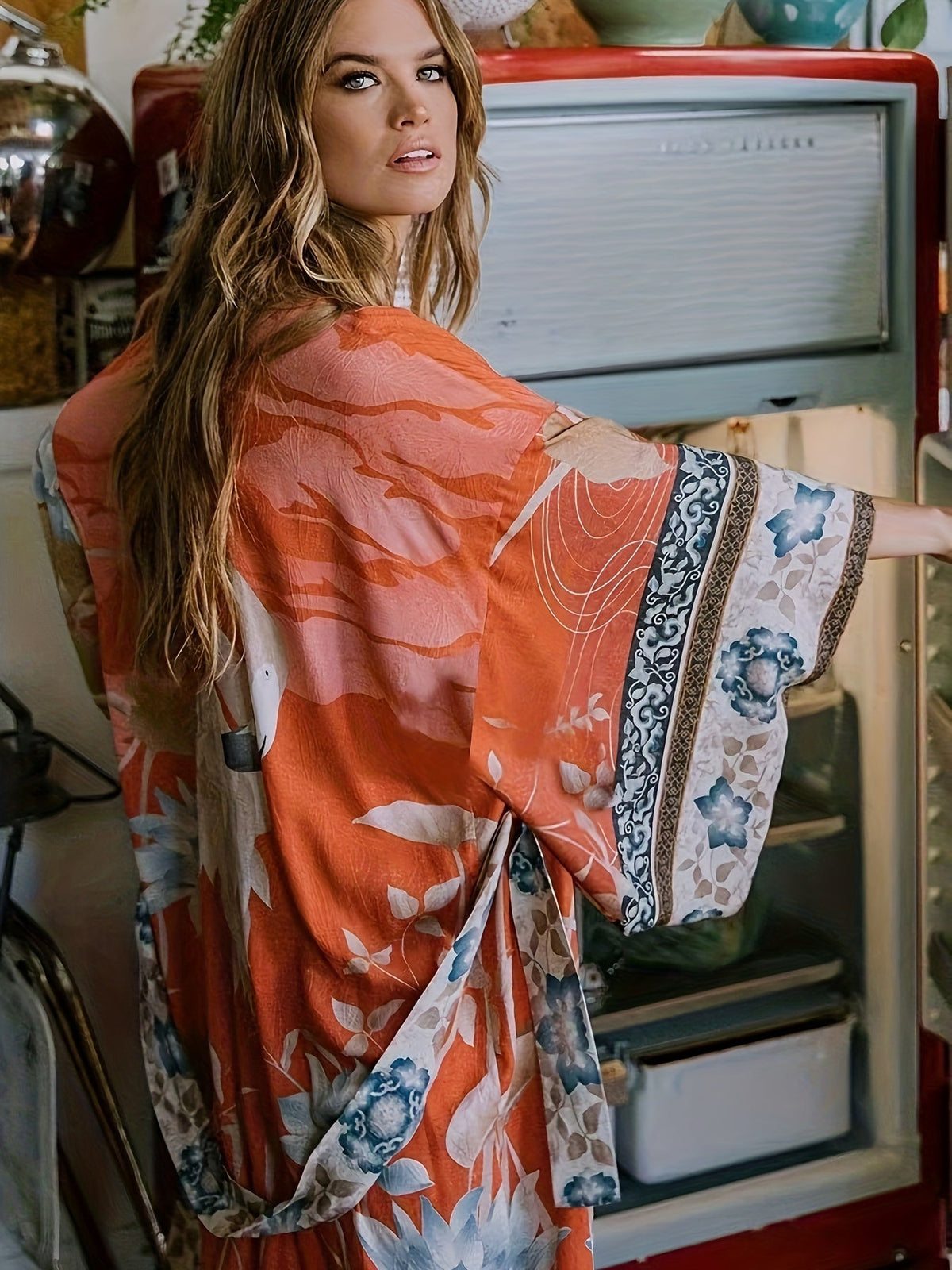 Red Floral Kimono - Isabella