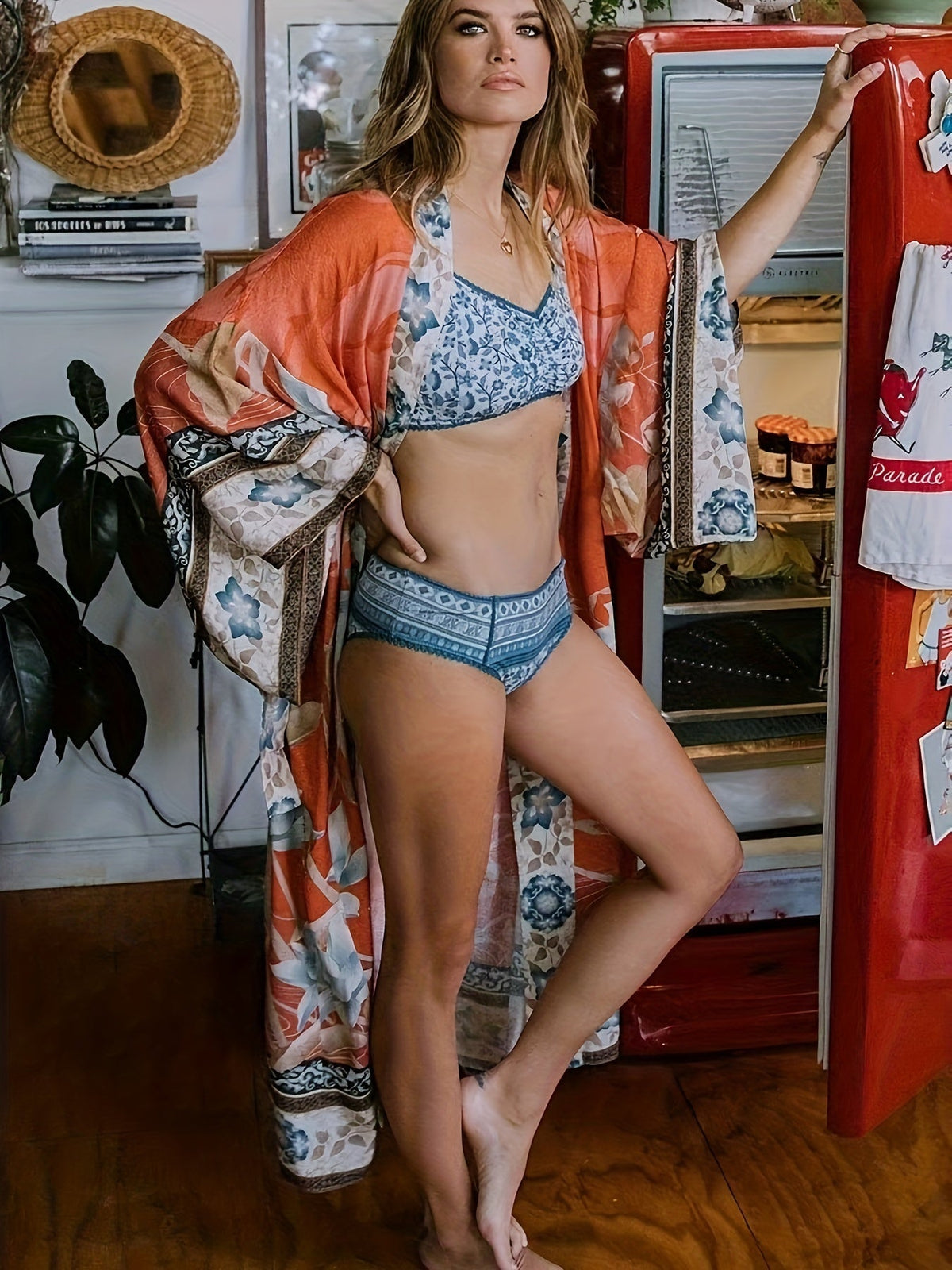 Red Floral Kimono - Isabella