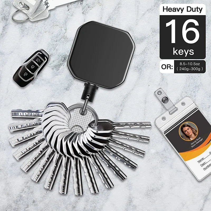 Retractable Metal Carabiner Keychain with Steel Wire Cable – 71.8 cm Badge Reel