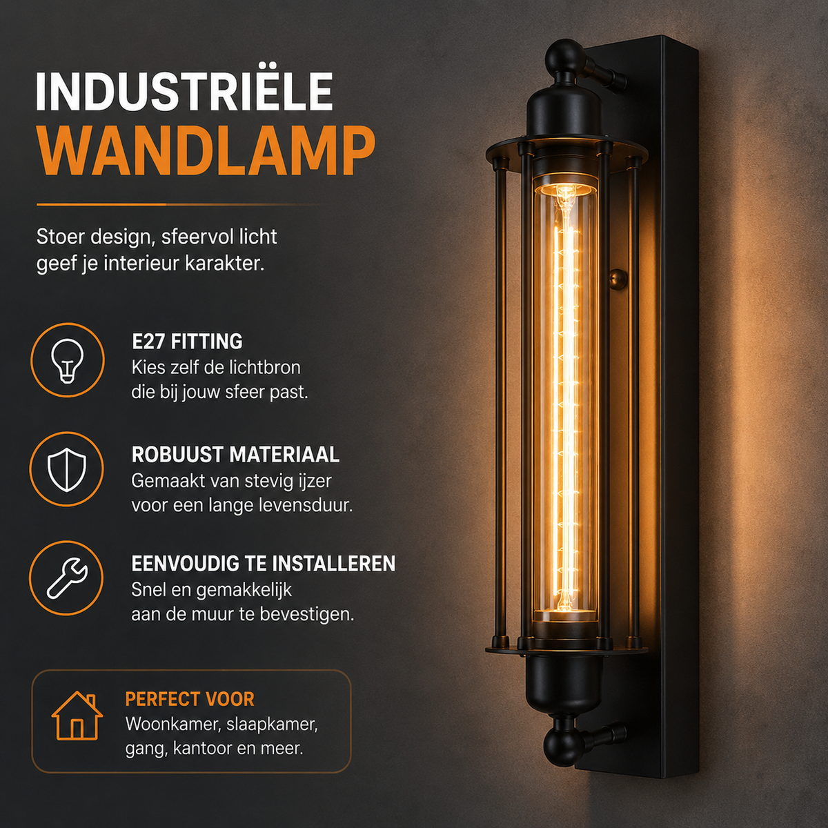 Retro E27 Industrial Wall Sconce | Classic Wall Lamp with Modern LED Design for Home Decor