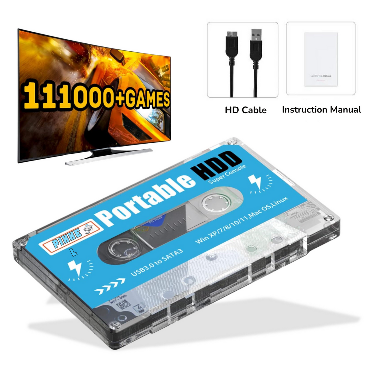 Retro Gaming Cassette - Over 100,000 Games - Plug and Play - PS3, PS1, N64, Wii